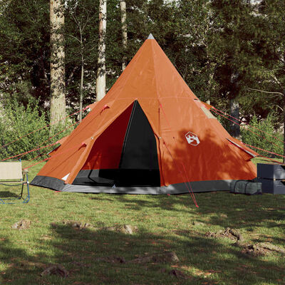 vidaXL Šator tipi za kampiranje za 4 osobe sivo-narančasti vodootporni