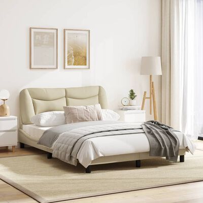 vidaXL Okvir za krevet s uzglavljem krem 120x200 cm od tkanine