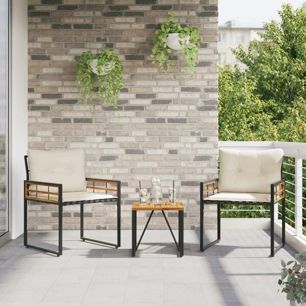 vidaXL Set vanjskog namještaja s jastukom 3 pcs Krema