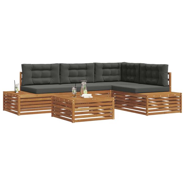 vidaXL Set vanjskih sofa s jastukom 5 Komad Prirodna i antracit