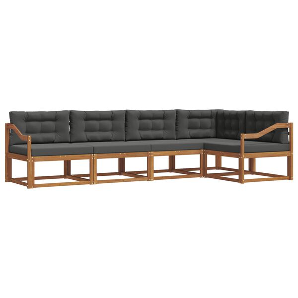 vidaXL Set vanjskih sofa s jastukom 5 pcs Prirodna i antracit