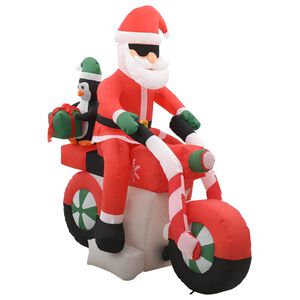 vidaXL Djed Mraz na napuhavanje na motociklu LED IP44 160 cm