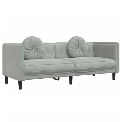 vidaXL 2-dijelni set sofa s jastucima svjetlosivi baršunasti