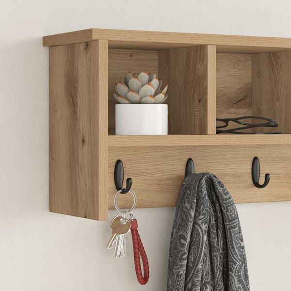 vidaXL Vje&scaron;alica za kapute na zidu Zidne hrast artisan 75 x 16 x 26 cm