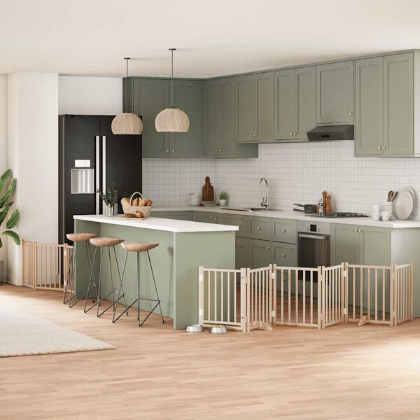 vidaXL Vrata za pse s vrata&scaron;cima 9 panela sklopiva 450 cm drvo topole