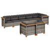 vidaXL 8-dijelni set vrtnih sofa od poliratana s jastucima sivi