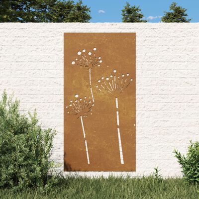 vidaXL Vrtni zidni ukras 105 x 55 cm čelik COR-TEN s cvjetnim uzorkom