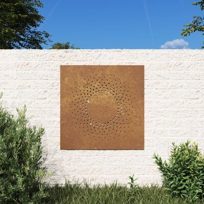 vidaXL Vrtni zidni ukras 55 x 55 cm od čelika COR-TEN s uzorkom sunca