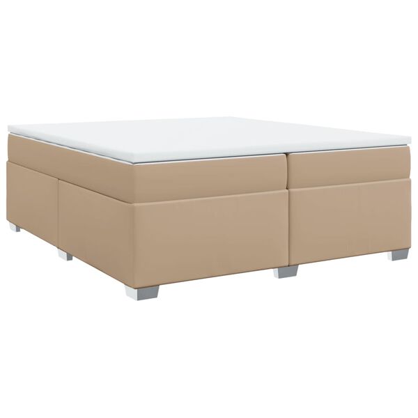 vidaXL Krevet box spring s madracem cappuccino 200x200cm umjetna koža