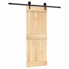 vidaXL Klizna vrata Prirodna i crna 80 x 210 cm Čvrsta borovina
