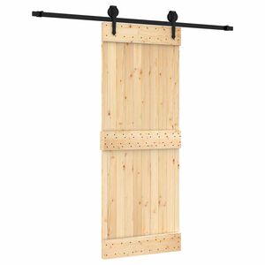 vidaXL Klizna vrata Prirodna i crna 80 x 210 cm Čvrsta borovina