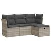 vidaXL 4-dijelni set vrtnih sofa s jastucima svijetlosivi poliratan