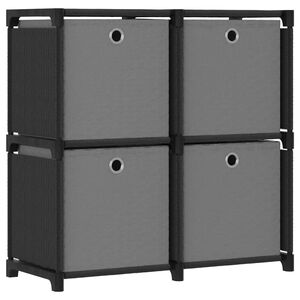 vidaXL Police za izlaganje s 4 kutije crne 69x30x72,5 cm od tkanine