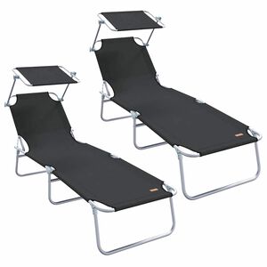 vidaXL Ležaljka 2 pcs Crna 58 x 188 x 77cm Poliester