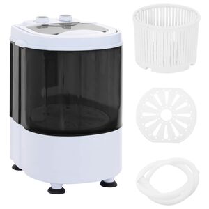 vidaXL Mini perilica rublja s jednim kadom 2,6 kg Crna i bijela