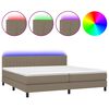 vidaXL Krevet box spring s madracem LED smeđesivi 200x200 cm tkanina