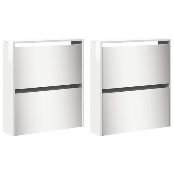 vidaXL Ormarić za cipele s ogledalom i 4 razina bijeli 63x17x134 cm