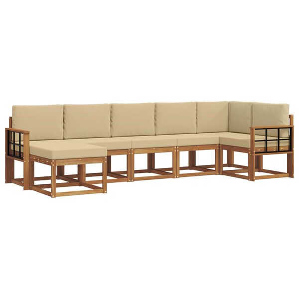 vidaXL Set vanjskih sofa s jastukom 7 pcs Prirodna i bež