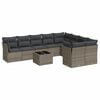 vidaXL 10-dijelni set vrtnih sofa od poliratana s jastucima sivi