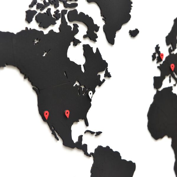 MiMi Innovations zidna drvena karta svijeta Luxury crna 90 x 54 cm