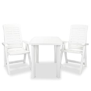 vidaXL 3-dijelni bistro set od plastike bijeli