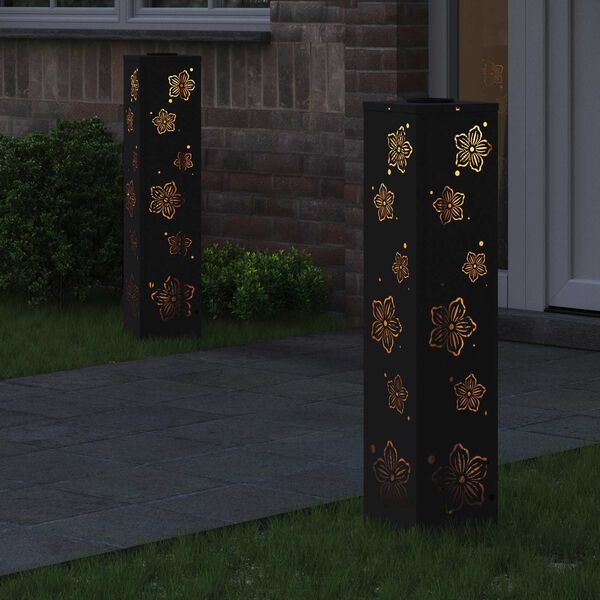 vidaXL Solarna LED svjetlost za stazu 2 pcs Crna Hladno valjana čelika