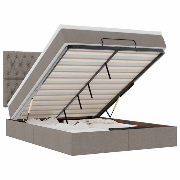 vidaXL Otomanski krevet s madracem smeđesivi 140x200 cm tkanine