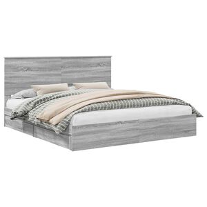 vidaXL Krevet s od storage Siva Sonoma 200 x 200 cm Konstruirano drvo