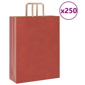vidaXL Papirnate vrećice 250 kom s ručkama crvene 32x12x42 cm