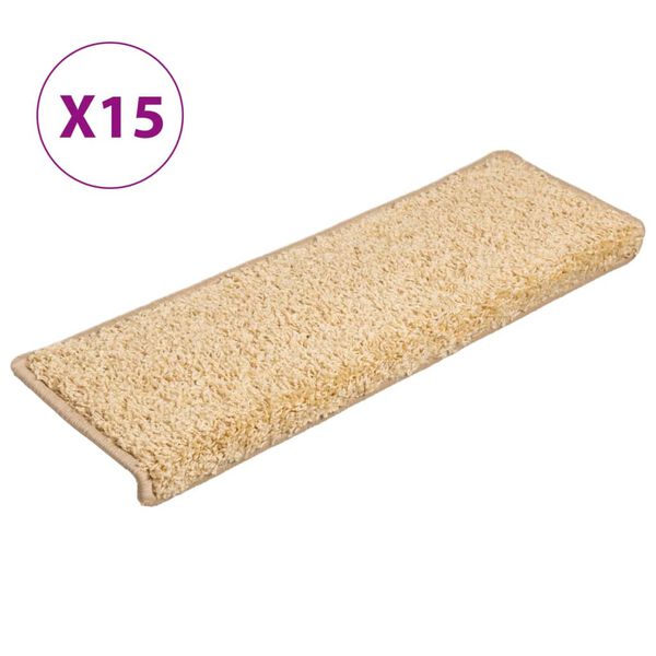 vidaXL Prostirke za stepenice 15 kom 65x21x4 cm krem pravokutni rub