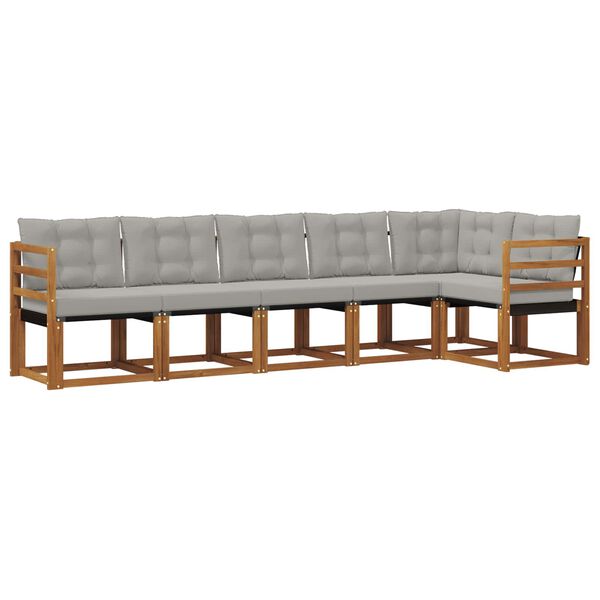 vidaXL Set vanjskih sofa s jastukom 6 pcs Prirodna i svijetlo siva