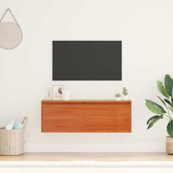 vidaXL Ormar za Zid Vosak smeđa 100 x 30 x 35 cm Čvrsto borovo drvo