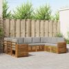 vidaXL Setovi sofa 9 pcs Prirodna i svijetlo siva Čvrsto drvo akacije