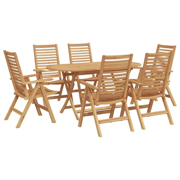 vidaXL Vrtni set za objed 7 pcs Smeđa Čvrsto teak drvo