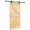 vidaXL Klizna vrata Prirodna i crna 95 x 210 cm Čvrsta borovina