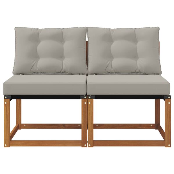 vidaXL 2 Komad Vanjska srednja sofa Masivno bagremovo drvo, Tekstilen