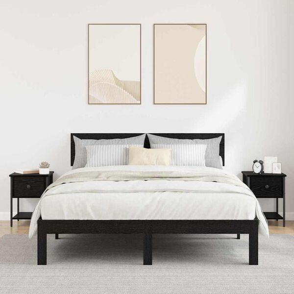 vidaXL Noćni ormarić s ladicama 2 pcs Crni hrast 34 x 35,5 x 45 cm