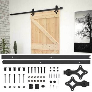 vidaXL Klizna vrata 90 x 210 cm Masivna borovina Prirodna i crna