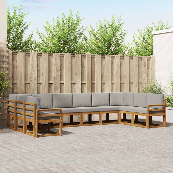 vidaXL Set vanjskih sofa s jastukom 10 pcs Prirodna i svijetlo siva