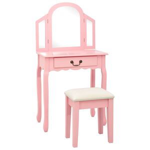 vidaXL Toaletni stolić sa stolcem rozi 65x36x128 cm paulovnija i MDF