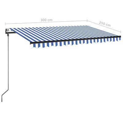 vidaXL Automatska tenda sa senzorom LED 300x250 cm plavo-bijela