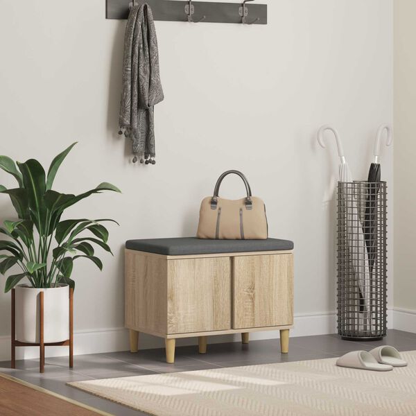 vidaXL Klupa za hodnik s jastukom Sonoma hrast 60 x 38 x 46 cm