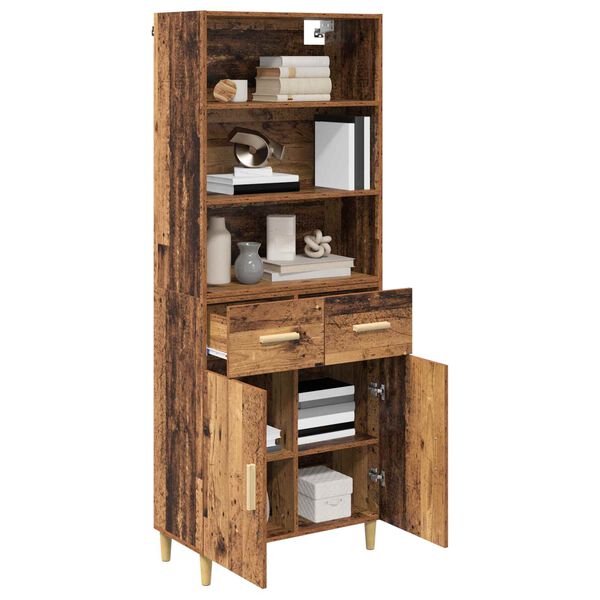 vidaXL Highboard Staro drvo 69,5 x 32,5 x 180 cm Konstruirano drvo