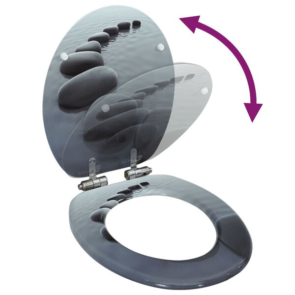 vidaXL Toaletna daska s mekim zatvaranjem MDF s uzorkom kamenja