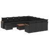 vidaXL 13-dijelni set vrtnih sofa s jastucima poliratan crni