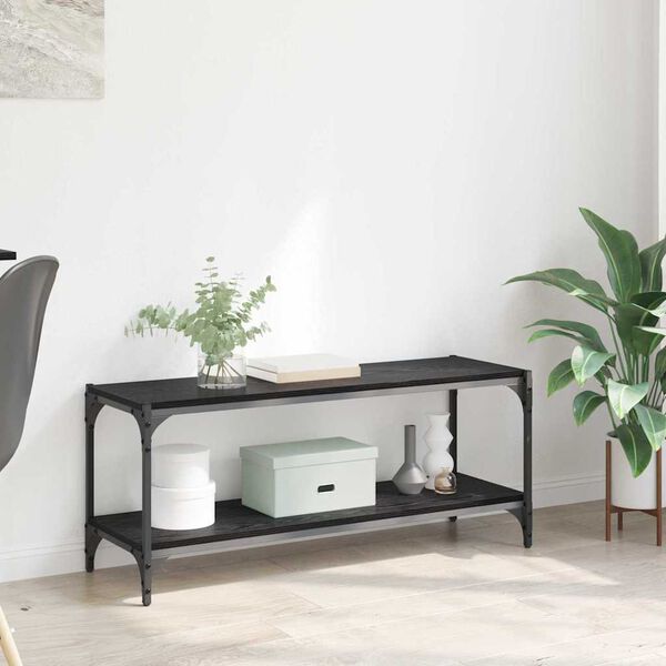 vidaXL TV ormar Crni hrast 100x33x41cm Obrađeno drvo i čelik