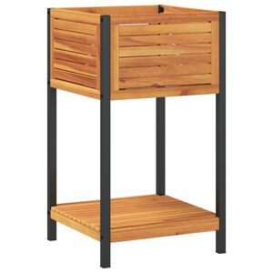 vidaXL Vrtna sadilica s policom 45 x 45 x 80 cm masivno drvo i čelik