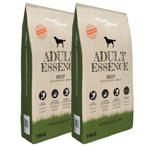 vidaXL Premium suha hrana za pse Adult Essence Beef 2 kom 30 kg