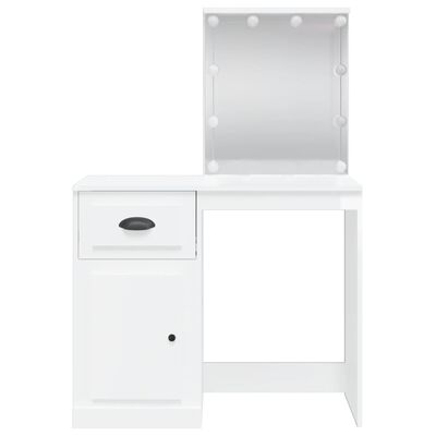 vidaXL Toaletni stolić s LED svjetlima sjajni bijeli 90x42x132,5 cm