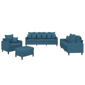 vidaXL 4-dijelni set sofa s jastucima plavi bar&scaron;unasti